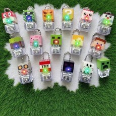 마인크래프트 LED 키캡 키링, 1개, 불빛, 1번