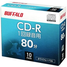 [Amazon.co.jp CD-R 700MB RO-CR07M-010CW/N 한정] 버팔로 음악용 1회 녹음 80분 10장, 1개, 상세페이지 참조