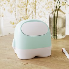 MEIISEO가정용 탁상 미니 휴지통 사무실 책상 다용도 쓰레기통, 하늘색