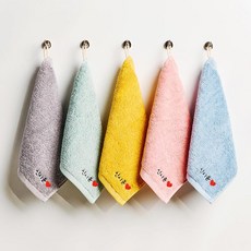 코튼리빙 어린이집 40수 고리수건+무료이름자수, 5개, 이름&하트 코랄핑크