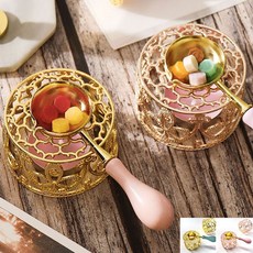 실링왁스 스푼 거치대 세트 받침대 용광로 멜팅스푼 cha*835CO, 받침대+스푼_로즈 골드, 1개