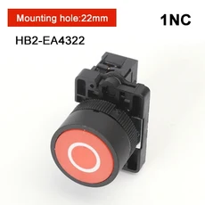XB2 1NC NO 순간 자체 재설정 버튼 스위치 22mm 시작 정지 버튼 화살표 기호가 있는 플랫 터치 전원 스타, 02 1 NC, 10 O (red)