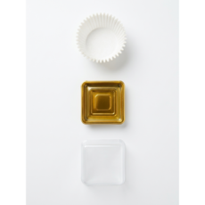 고이담 두쫀쿠 케이스 + 유산지 20P 세트 사각 투명 화과자 월병 떡 포장 용기 PET 케이스, 20개, 사각 골드