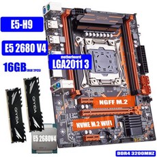 QIYIDA X99 마더보드 키트 8GB H9 DDR4 채널 ATX XEON A2011 3200MHZ E5 2680V4 USB3, 마더보드 CPU RAM