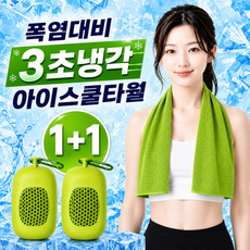 글로넥트 1+1 아이스 쿨타월 냉감소재 스포츠타올 골프 등산 러닝 운동 수건, 2개, 그린