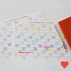 플래너 한장 연간 연력 달력 계획표 포스터 2026년 1년, 북마크스티커