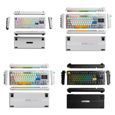 MiraBox K1pro 기계식 게이밍 키보드+메크로 프로그래밍 컨트롤러 2in1 LCD키+회전노브 핫스왑 RGB 유선버전, 블랙옐로우(해무레드축), K1pro 유선버전