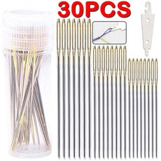 30Pcs 크로스 스티치 바늘 골드 테일 바늘 무딘 자수 바늘 크로스 스티치 바느질 도구 바느질 도구 3.35/3.7/4cm, 22호, 30개