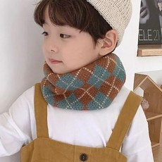 아동 겨울 목도리 남녀공용 스트라이프 보온 소프트 털, 브리티시 체크 빈티지 블루