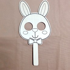 혜문추천샵 나무손잡이가면-토끼 어린이미술 종이탈만들기 공예재료 꾸미기재료 창의력놀이