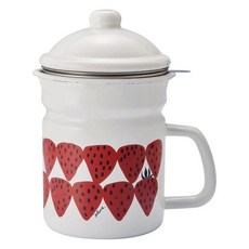 다마하시 플룬 법랑 오일 포트 레드 스트로베리 일본제, 1개, 12.5cm