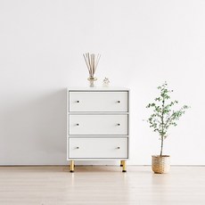 동서가구 네오 600 3단 3칸수납 깊은 서랍장 대용량 다용도 수납장 DF919958, 화이트