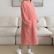 [당일출고] 수엠W 임산부 극세사 수면잠옷 원피스 따뜻한 겨울 홈웨어 B061 수면케이블원피스