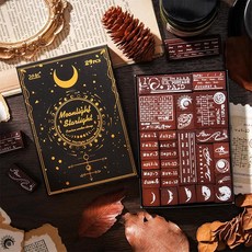 SIBLYMONA 29피스 달의 위상 나무 고무 스탬프 세트 DIY 공예용 달 패턴이 있는 장식용 나무 스탬프 스크랩북 및 카드 제작을 위한 재사용 가능한 고무 스탬프 키