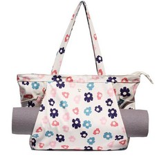 ESVAN 여성용 요가 토트백 숄더백 드로스트링 사무실 운동 여행 캐리올 필라테스 체육관 및 해변용 핑크리쉬 퍼플, 코듀로이 컬러풀 플라워