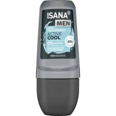 ISANA男士活性冷卻止汗香體露，48小時長效保護，不含酒精，滾珠設計，方便攜帶, 1個, 50ml