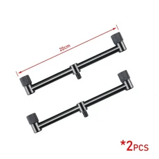 Hirisi 2X 미니 블랙 짧은 버즈 바 20cm/25cm/30cm 듀얼 로드 잉어 낚시용, 01 2x20cm