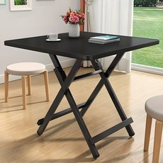가구느낌 홈 접이식 사각 테이블, 블랙, 블랙, 2인용