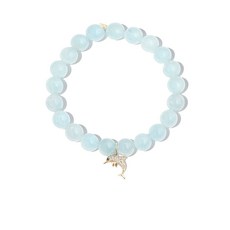 시드니에반 14K 옐로 골드 아쿠아마린 다이아몬드 참 브레이슬릿