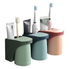 흡착식 거꾸로 자석 양치컵 치솔걸이 세트, 1개, 그린