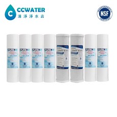 清淨淨水店 逆滲透RO純水機一年份NSF濾心(台灣製)，不含RO膜，適用地下水8支裝, 1個, 全NSF組合無小T共8支329元,5微米