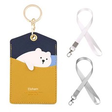 Eloham 카드목걸이 카드케이스 키링 목걸이 파우치 지갑 키링 홀더 열쇠고리 키홀더 목걸이 2줄 포함, 3세트, 북극곰+목걸이 2줄, A형