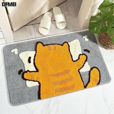 DFMEI 仿羊絨門墊浴室衛生間吸水耐髒腳墊洗手間門口地墊, 1個, 憨憨貓