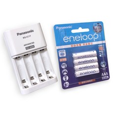 松下 智控型獨立充電器 搭配 eneloop 公司貨 2100次 低自放充電池4顆, 1個, 白色搭配4號AAA四顆贈電池盒