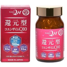 KANEKA 輔酶 Q10 QH 還原型輔酶 Q10 100mg 添加維生素E 8.0mg、葉酸 400μg、維生素D 6.5μg 日本製造 60粒, 1個