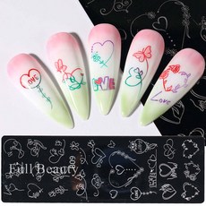 네일 템플릿 프랑스어 아트 스탬핑 플레이트 기하학 웨이브 라인 드로잉 꽃 사랑 레이스 스탬프 참 몰드 스텐실 도구 LAXYD, 옵션10) B09, 1개