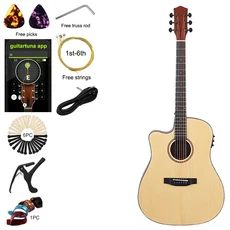 왼손 어쿠스틱 기타 6 현 적층 스프루스 우드 탑 41 인치 컷 웨이 디자인 매트 사펠레 바디 포크, 01 Model 1