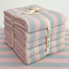 TERRY PALMER 條紋設計紗染飯店毛巾 180g 30支棉紗, 寶寶藍 + 寶寶粉, 5個