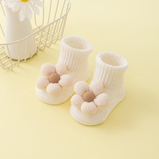 DFMEI 初新生嬰兒0-1歲寶寶春秋款a類棉中筒點膠防滑學步襪子鞋