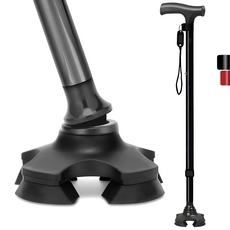 효도템 1위 라쿠니 초경량 미끄럼방지 안전 지팡이, 1개, 블랙(Black)