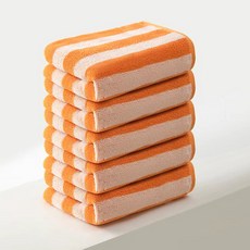 록신 호텔 수건 스트라이프 디자인 선염 40수 코마사 데일리 타월, 오렌지, 5개