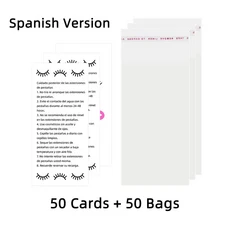 30/50개 속눈썹 애프터케어 카드 도매 연장 살롱 전문가 비즈니스 용품 (스페인어 프랑스어), 04 50Sets(Spanish)