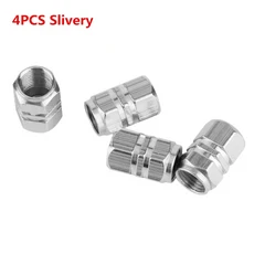 자동차 타이어 스템 밸브 캡 알루미늄 합금 휠커버 오토바이용 공기 먼지 방수 4 개 8, 07 4PCS Slivery