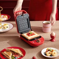 식빵토스트기 다기능 아침 식사 650W 전기 샌드위치 와플 메이커 메이커, 03 Green with 2 Plates