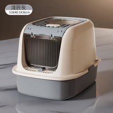 新款翻盖式猫砂盆大号封闭式防臭防外溅紫外线杀菌猫厕所宠物用品, 1個, 新款翻盖猫砂盆