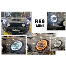 》傑暘國際車身部品《全新 MINI R56 R55 R57 二代 06-12年 C型雙功能 日行燈 方向燈 黑框 大燈, 1個, 一般鹵素版本