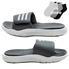 adidas 愛迪達 拖鞋 ALPHABOUNCE Slide 2.0室內鞋 PL0710+襪子, 285, 灰色