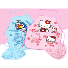 SET 어린이 헬로키티 도라이몽 앞치마 팔토시 미술 시간 청소 정리 주방 학교 준비물, A.헬로키티 앞치마 SET