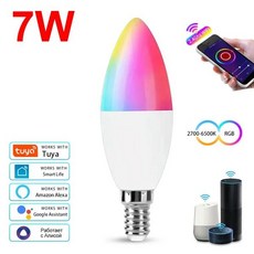 Tuya 스마트 WiFi LED 전구 E14 캔들 라이트 5W 7W 9W 220V 디밍이 RGB 램프 APP 음성 제어 Alexa Google, 1개, 2) 220V 7W  그렇습니다