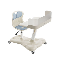 學習桌椅一體式 矯正坐姿 AA級學習照明 可調式閱讀書架 藍色