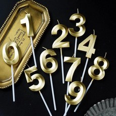 골드 숫자 생일 캔들 케이크 파티 디저트 장식 선물, 1개, 오페라 타워 캔들 0-9 2개 20개
