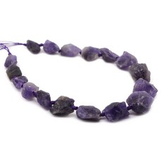 천연 수정 석영 보석 덩어리 원석 그래듀에이티드 비즈 스트랜 Natural Dark Amethyst Crystal Nugget Raw Graduated Beads Strand 2m