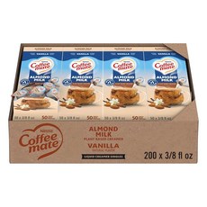 Nestle Coffee Mate 커피 크리머 아몬드 밀크 액체 크리머 싱글 식물 기반 유제품 없음 냉장 없음 11.1ml (0.4온스) 통 (200개 팩), Nestle Coffee Mate 커피 크리머, 아몬드, 550ml