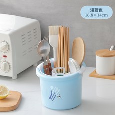 廚房餐具收納桶桌面筆筒文具置物架勺筷子瀝水, 1個, 雙層-淺藍色