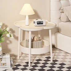 네잎클로버 원형 침대 사이드 모던 거실 방수 캠핑 인테리어 테이블, 화이트