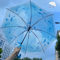 海豚長柄雨傘 晴雨兩用